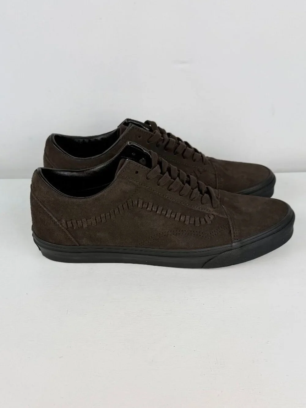 M11.5, W13- VANS Old Skool Crafted Stripe Leather Brown/Black Sneaker